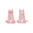 thumbnail image 3 of Loicainy Toddler Baby Girls Valentines Jumpsuits 6 12 18 24 Months 2T 3T 4T Cute Letters Embroidery Sleeveless Striped Bell Bottom Overalls, 3 of 9