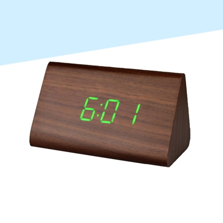 Minkissy led Digital Alarm Clock Triangle Wooden LED Display Alarm for Homeowners 1Pcs