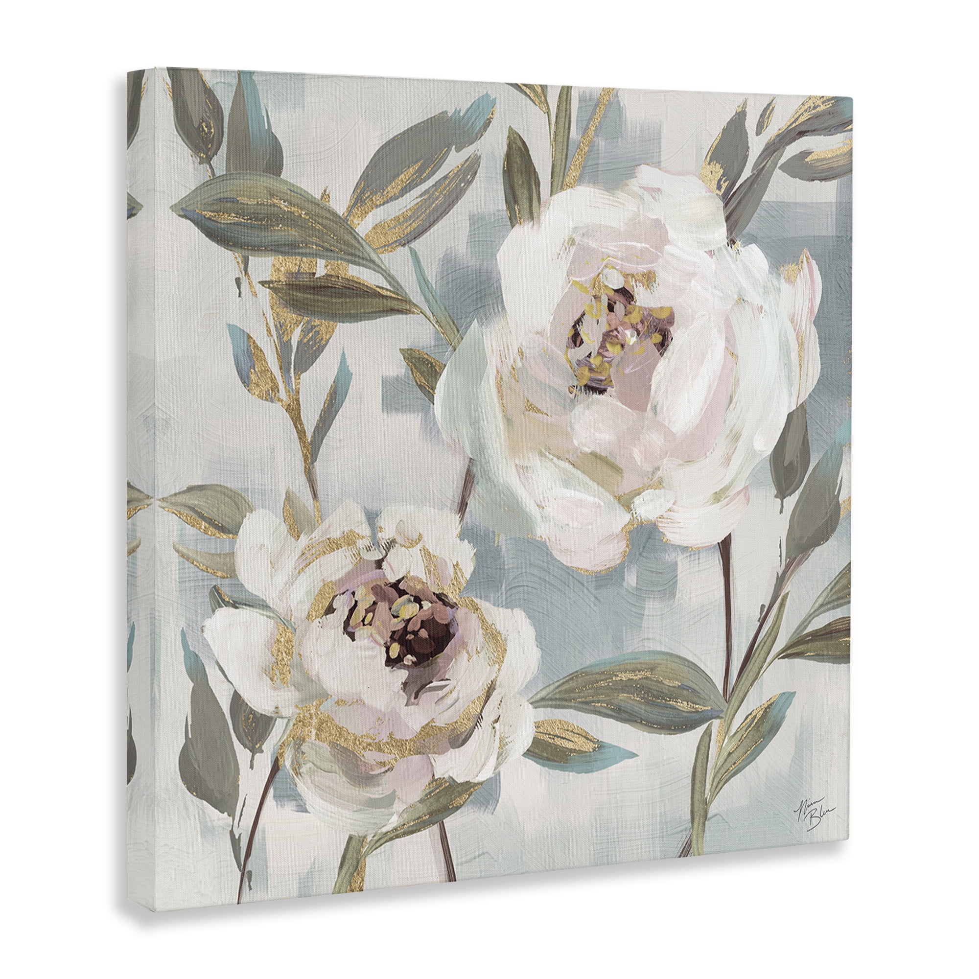 Stupell Industries White Peony Duo Plants & Flowers Painting Wrapped Canvas Art Print Wall Art, 36 x 36