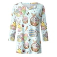 thumbnail image 4 of Laipiong Happy Easter T Shirts for Women 2026 Novelty Rabbit Graphic Round Neck 3/4 Sleeve Tee Tops Holiday Family Match Gifts Classic Fit Tees, 4 of 4