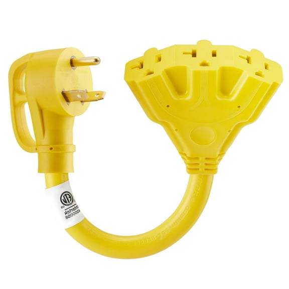 30 Amp to 20 Amp 110V RV Distribution Adapter NEMA TT-30P Male to 3X 5-15R/5-20R, 30 Amp to Triple 15 Amp / 20 Amp 3-Prong to Multiple Household Outlet RV Generator Distribution Cord