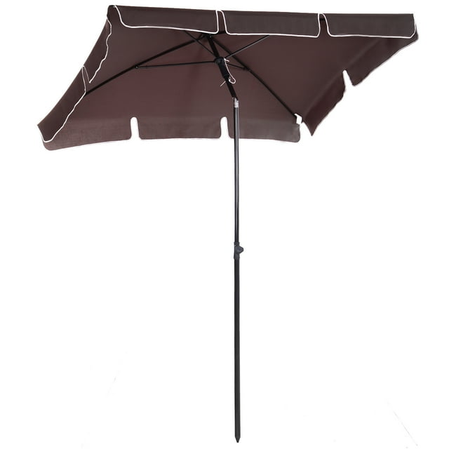 Outsunny Parasol Rectangulaire de Patio 6,5 X 4 Pi en Aluminium, Inclinable et Ajustable, Parasol de Jardin, Pare-Soleil, Auvent Extérieur, Café