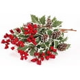 thumbnail image 4 of 16in Artificial Christmas Leaf and Red Berry Bouquet – Handmade Plastic Flower Arrangement for Holiday Decor, Table Centerpiece, DIY Craft & Garden Display, 4 of 5