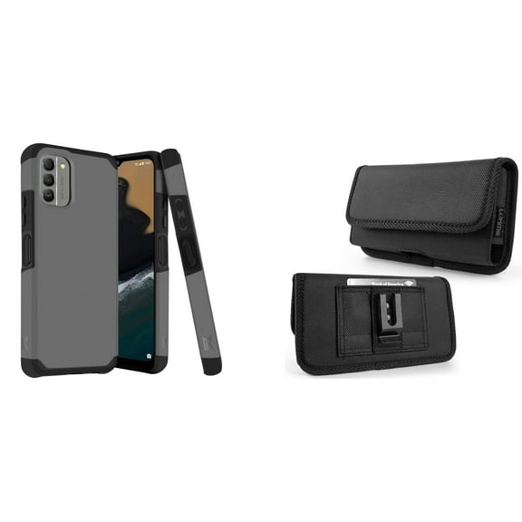 MK Armor Case for Nokia G400 5G and Horizontal Nylon Belt Holster - Gray