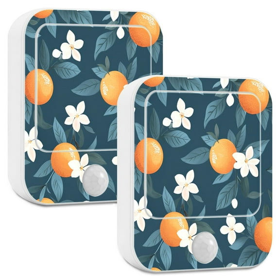 Yayeee 2-Pack Plug in LED Night Lights with Light Sensors Motion Detectors, Oranges Pattern