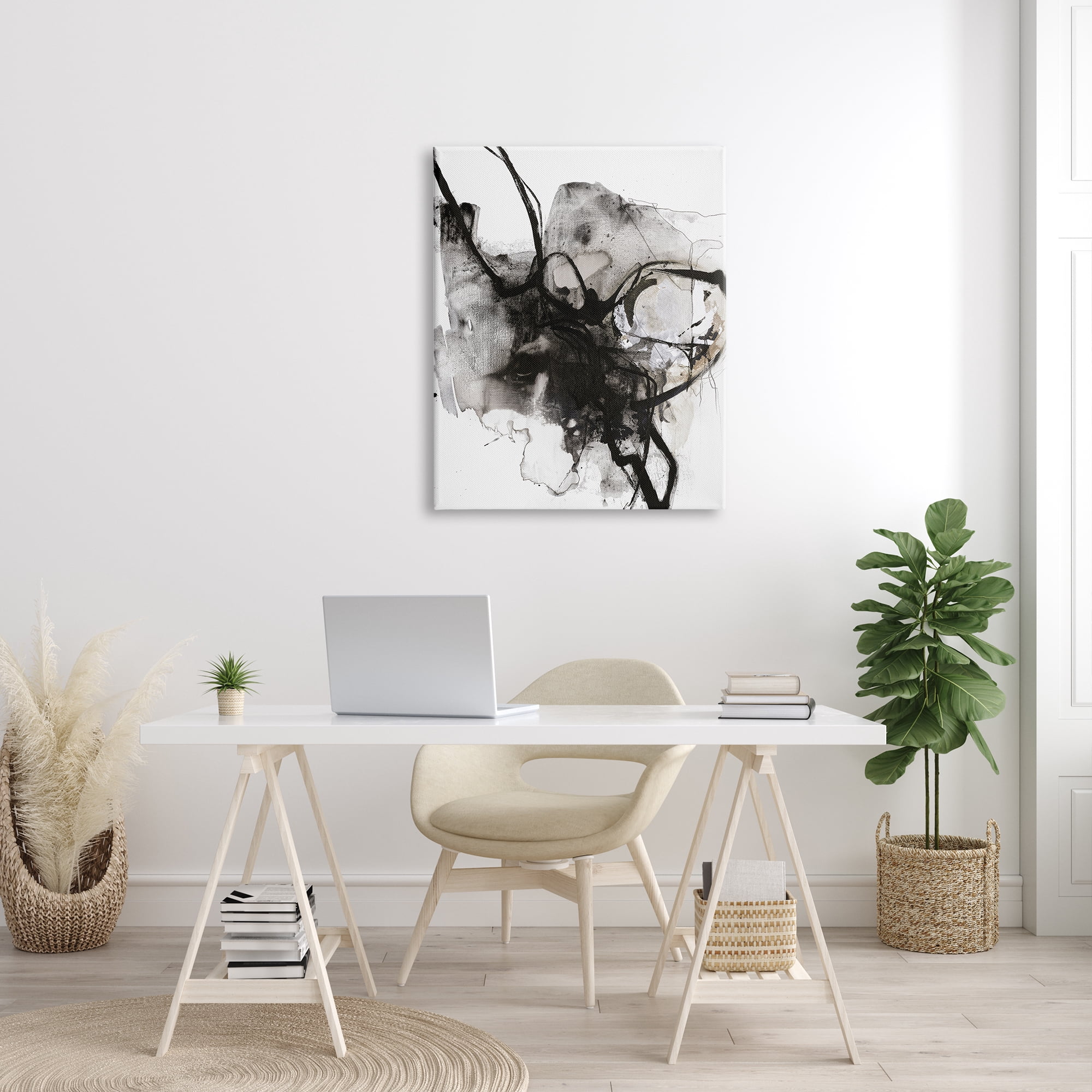 Stupell Indtries Ink Splatter Abstraction Chaotic By Movement Black Brown,30 x 40,Design by Design Fabrikken