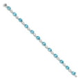 thumbnail image 2 of Auriga 14k White Gold Blue Topaz and Diamond Bracelet 7inch for Women, 2 of 6