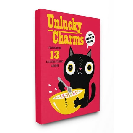 Eco Collection Cereal - The Stupell Home Decor Collection Unlucky Charms Black Cat Poster Style Cereal Box Art Stretched Canvas Wall Art, 16 x 1.5 x 20