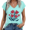 Blue, variant on UNISHE Women's Vintage Block Print Graphic V-Neck Short Sleeve T-Shirt White Distressed Tulip Art Tee
