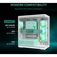 thumbnail image 4 of MONTECH TG3 Panoramic ATX Mid-Tower PC Case, Pre-Installed 360mm ARGB Unibody Fans & 1x120mm ARGB Fan, ARGB Strip, Supports 360mm Radiator, RTX 5090 GPUs & Back-Connect Motherboards, White, 4 of 13