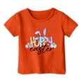 thumbnail image 3 of LUOGENLI T-Shirt pour Filles, Mignon Graphique de Pâques, Col Rond, Manches Courtes, T-Shirt d'Été Décontracté, Blanc, Maxi, Orange, 1-2 Ans, 3 of 4