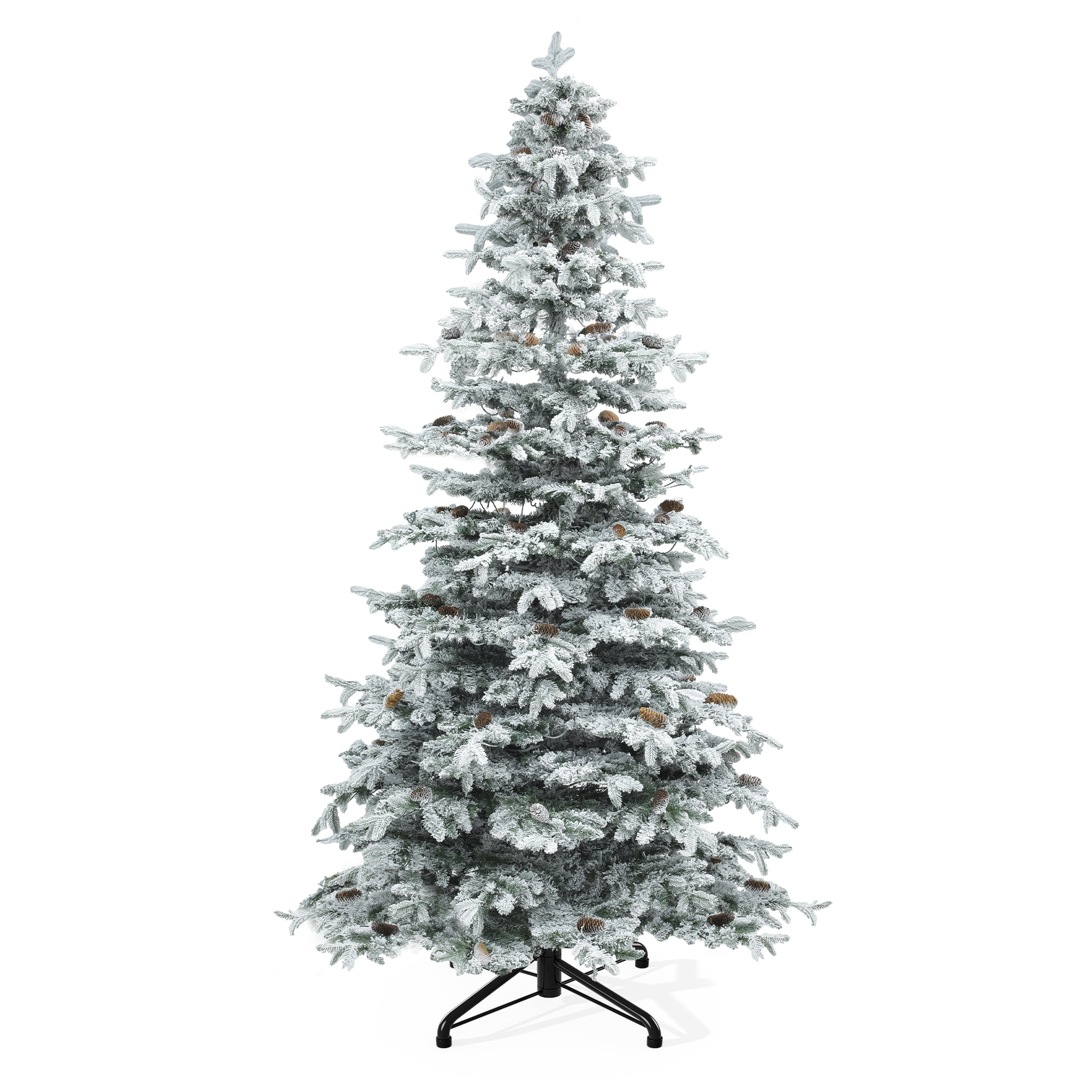 Uforic 9FT Pre-Lit Flocked Artificial Christmas Tree with 80 Pinecones,Pre-Lit Holiday Christmas Pine Tree with 1818 Branch Tips,820 Lights,for Home, Office and Party Decor