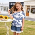 thumbnail image 5 of JOANKDMI Children One Shoulder T Shirts Girls 11-12 Camouflage Print Short Sleeve Tops Summer Casual Slant Neck Blouse Asymmetrical Fashion Tees Daily Holiday Wear Outfit, 5 of 8