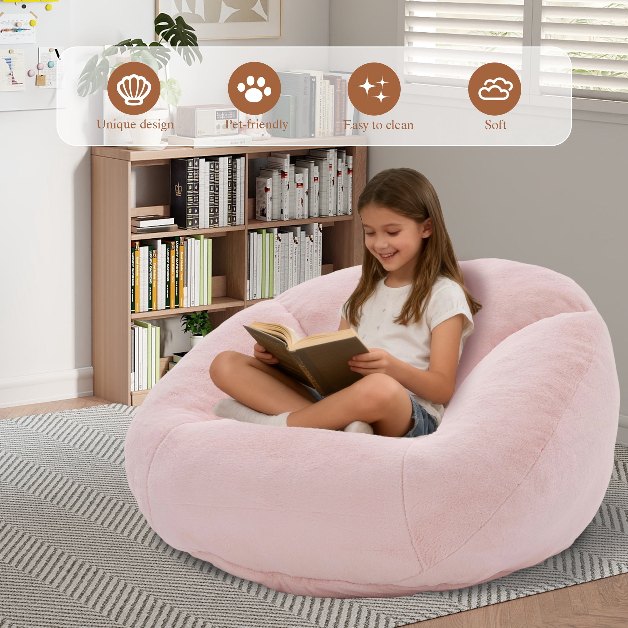 MOONMISS Oversized Bean Bag Chair for Adults,Memory Foam Lazy Sofa Chair with Soft Corduroy Cover,Comfy Floor Lounger for Living Room Bedroom Dorm