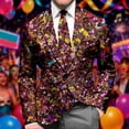 thumbnail image 2 of oqasdz Mens Blazer Sequin Print Long Sleeve Jacket Modern Tuxedo Alternative Casual Lightweight Sport Coat Daily Formal Outdoor Activities, 2 of 4