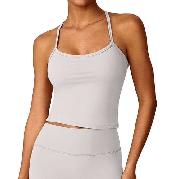 uvwlwu Women's Y-Back Workout Tank Top Built-In Shelf Bra Sleeveless Stretchy Breathable Yoga Running Gym Activewear,S