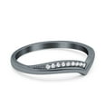 thumbnail image 2 of Black Tone, Simulated Cubic Zirconia Size-7 V Shape Wedding Engagement Anniversary Ring Band 925 Sterling Silver, 2 of 7