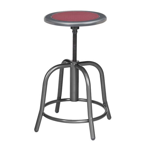 Vince Swivel Stool with Steel Seat, Grey Frame, Grey Seat with Burgundy Center