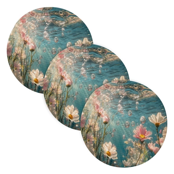 BZSMCE Mats for Pots,Pans Place Pink Flowers and Daisies Simple Style Pattern Pot Mats