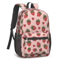 thumbnail image 2 of Strawberry and Heart Pink Pattern 17" Waterproof Oxford School Backpacks for Teens, S-Shape Padded Straps, for School, Travel, Hiking, Camping, 2 of 5