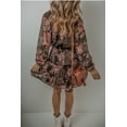 thumbnail image 2 of Women's Vintage Floral Puff Sleeve V Neck Smock Waist Dress [ZhiHiMeRi] | (US 12-14)L, 2 of 7
