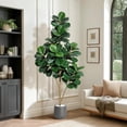 thumbnail image 1 of 6ft artificial fiddle leaf fig tree con 48 leaves in 9-pulgada gris planter, realistic faux ficus lyrata para home, oficina, o sala de estar decor, 1 of 8