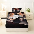 thumbnail image 4 of Homewish Traditional Samurai Print Twin Sheets,Japanese Ink Painting Bedding,3 Pieces,1 Fitted Sheet and 1 Pillowcase, 4 of 6