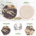 thumbnail image 4 of Yayeee 6 PCS Drink Coasters with Holder Set Woven Absorbent Round Tabletop Hot Pad, Beige Record, 4 of 7