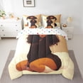 thumbnail image 2 of Homewish Black Girl Twin Bedding Sets 7-Piece for Teens Female Girls,Dreamy Princess Bedding Comforter Set Microfiber,Black Brown Breathable Sheet Sets,Uper Cozy Room Decor,Reversible, 2 of 8