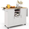 thumbnail image 1 of Costway Rolling Kitchen Island Utility Serving Cart with Drop Leaf Wine Rack Drawer White, 1 of 10