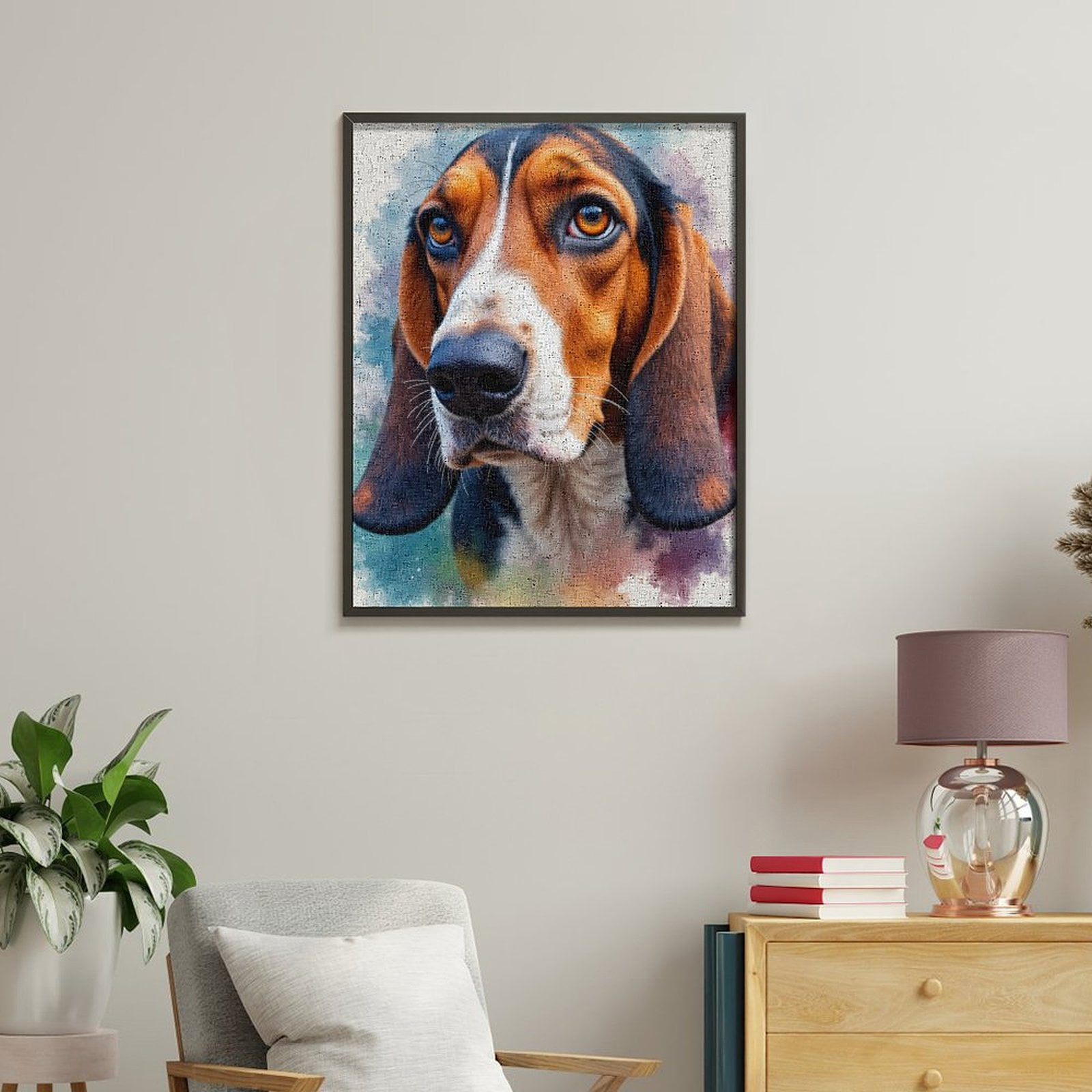 Paint By Numbers Kit for Adults Beginner - Basset Dog Portrait Art Watercolor DIY Canvas Painting Kits for Adults, Frameless Paint By Number for Adults for Home Wall Decor 16x20 Inch