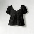 thumbnail image 4 of Favoffer Womens Blouse Top V Neck Puff Sleeve Ruched Loose Hem Solid Color Short Sleeve Lightweight Summer Casual Short Clothes, 4 of 6