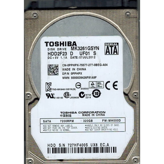 Toshiba MK3261GSYN HDD2F23 D UF01 S 320GB SATA CHINA