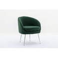thumbnail image 4 of Accent Armchair, Soft Teddy Fabric Dining Chair with Curved Back, Upholstered Side Chair Vanity Chair with Electroplated Chrome Legs, Leisure Chair for Living Room Bedroom Dining Room, Dark Green, 4 of 7