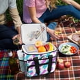 thumbnail image 5 of FORMRS Insulated Cooler Bag 24 Cans Capacity Soft Leakproof Lunch Box with Side Pockets, Purple Drawing, 5 of 7