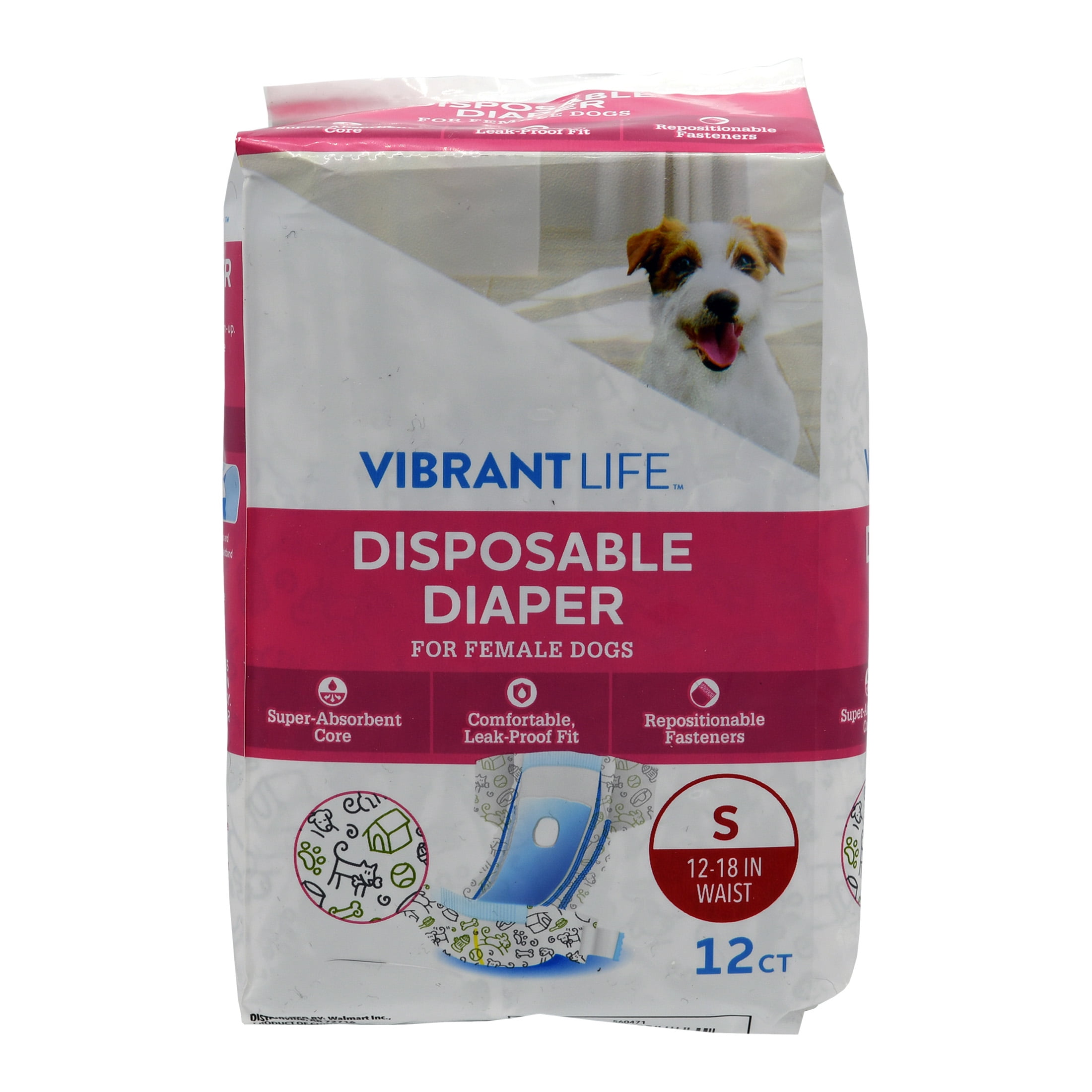 Vibrant Life Disposable Diapers for Female Dogs - Small