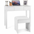 thumbnail image 2 of Costway White Vanity Dressing Table Set Mirrored bathroom Furniture W/ Stool &Storage Box, 2 of 10
