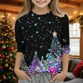 thumbnail image 5 of Mgmyaa Girls Casual 3/4 Sleeve Christmas Print Top, Kids Crew Neck Long Sleeve T-Shirt Size 3-12 Years, 5 of 5