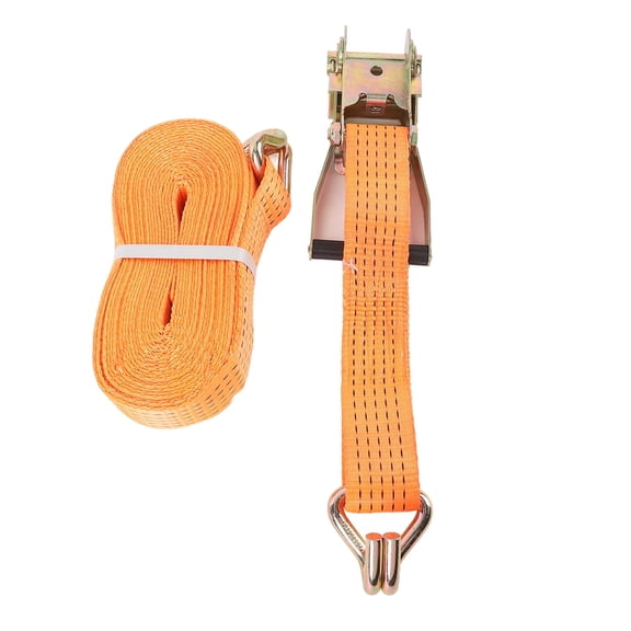 Yajisi 10m x 50mm Heavy Duty Orange Ratchet Tie Down Strap with Double J Hooks – 2500kg Working Tension, Weather‑Proof Webbing