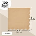 100 Pack Brown Paper Napkins with Scalloped Edges 3ply Disposable