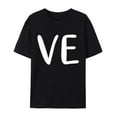 thumbnail image 2 of Black Womens Summer Tops, Short Sleeve Business Casual Outfits for Women, Valentine's Day Polyester Summer Clothes for Women, Men And Women With Valentine's Day Love Printed Couple T Shirt Top, 2 of 7