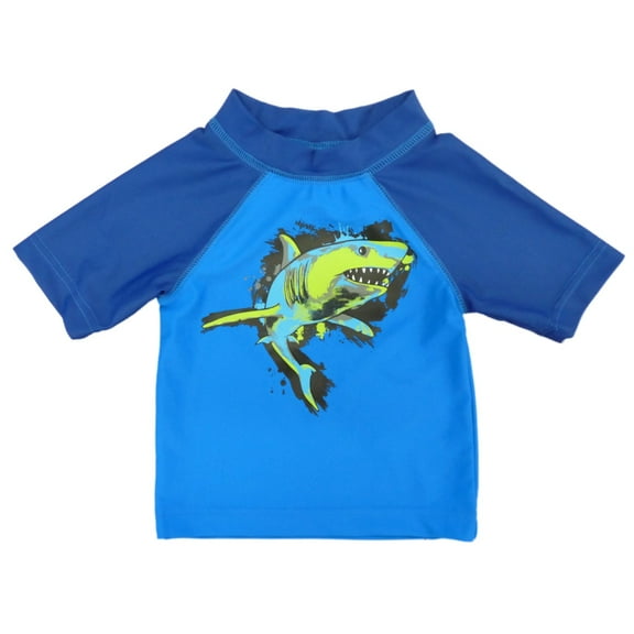 Joe Boxer Boys Blue Rash Guard Shark Swim Shirt 4
