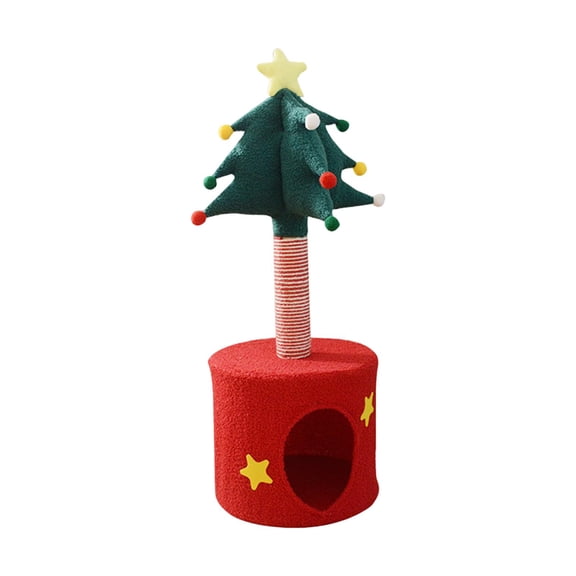 Árbol de Navidad para gatos con acogedor escondite de 35 x 85 cm, mueble único para mascotas para decoración del hogar, rascador de sisal versátil.