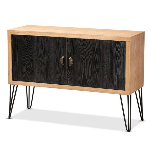 Bowery Hill Armoire de Rangement Moderne en Bois/métal Noir/noyer