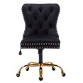 thumbnail image 5 of Guyou Modern Swivel Office Chair, Velvet Fabric Button Tufted And Nailhead Trim Accent Chair With Upholstery, Black, 5 of 12