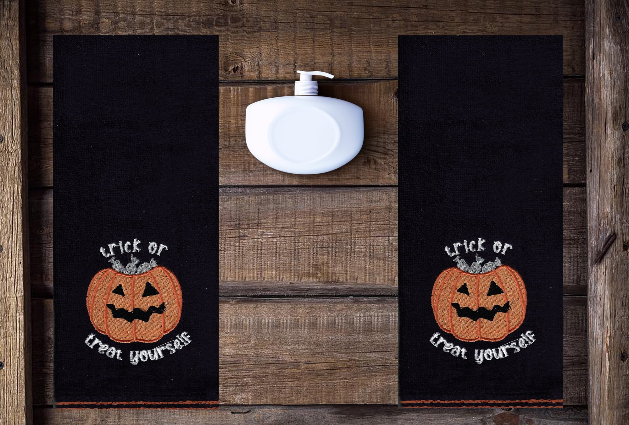 Halloween Towels Black Bath Hand Towel 2 Pack Pumpkin Lets Party