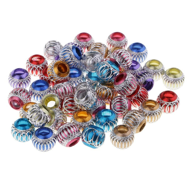 50Pcs Assorted Color Aluminum Beads with Carved Pattern Large Hole Jewelry  Findings for Bracelets Making Beading Supplies (6/8/10/12mm) 10MM