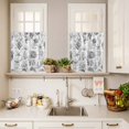 thumbnail image 4 of Kitchen Window Curtains Valance and Tier Set, Marine Life Octopus Starfish Coral Rod Pocket Tier Curtain Valance Set, Monochrome Ocean Life on Stamp Light Filtering Cafe Curtains for Bedroom, 4 of 9