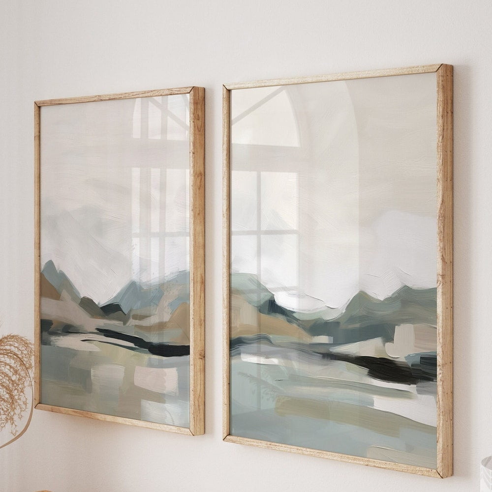 Abstract Acrylic Nature Landscape Modern Minimalist Poster Home Decor Office Wall Art Set 2