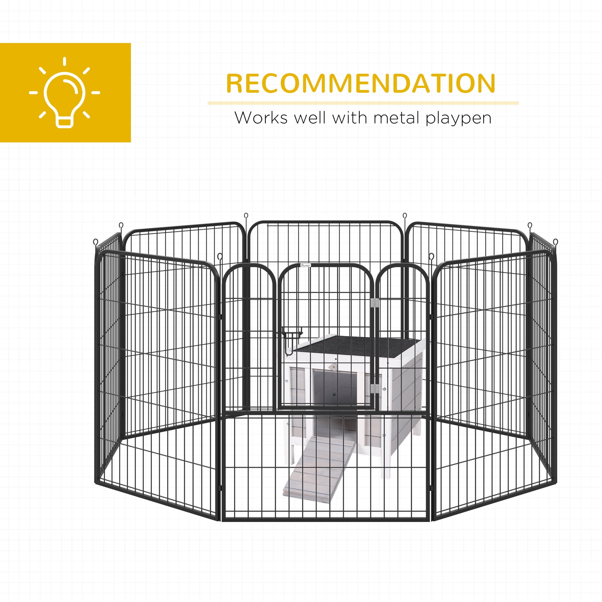 CoSoTower Small Wooden Rabbit Hutch, Bunny/Guinea Pig Cage, with Openable & Waterproof Roof, Gray